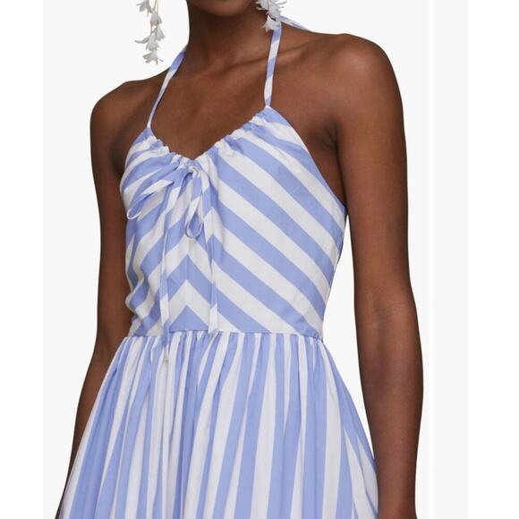 Avec les filles striped blue white cotton blend halter french chic midi size 8 - Picture 5 of 13